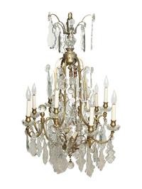 A French Gilt Bronze and Cut Glass Ten-Light Chandelier