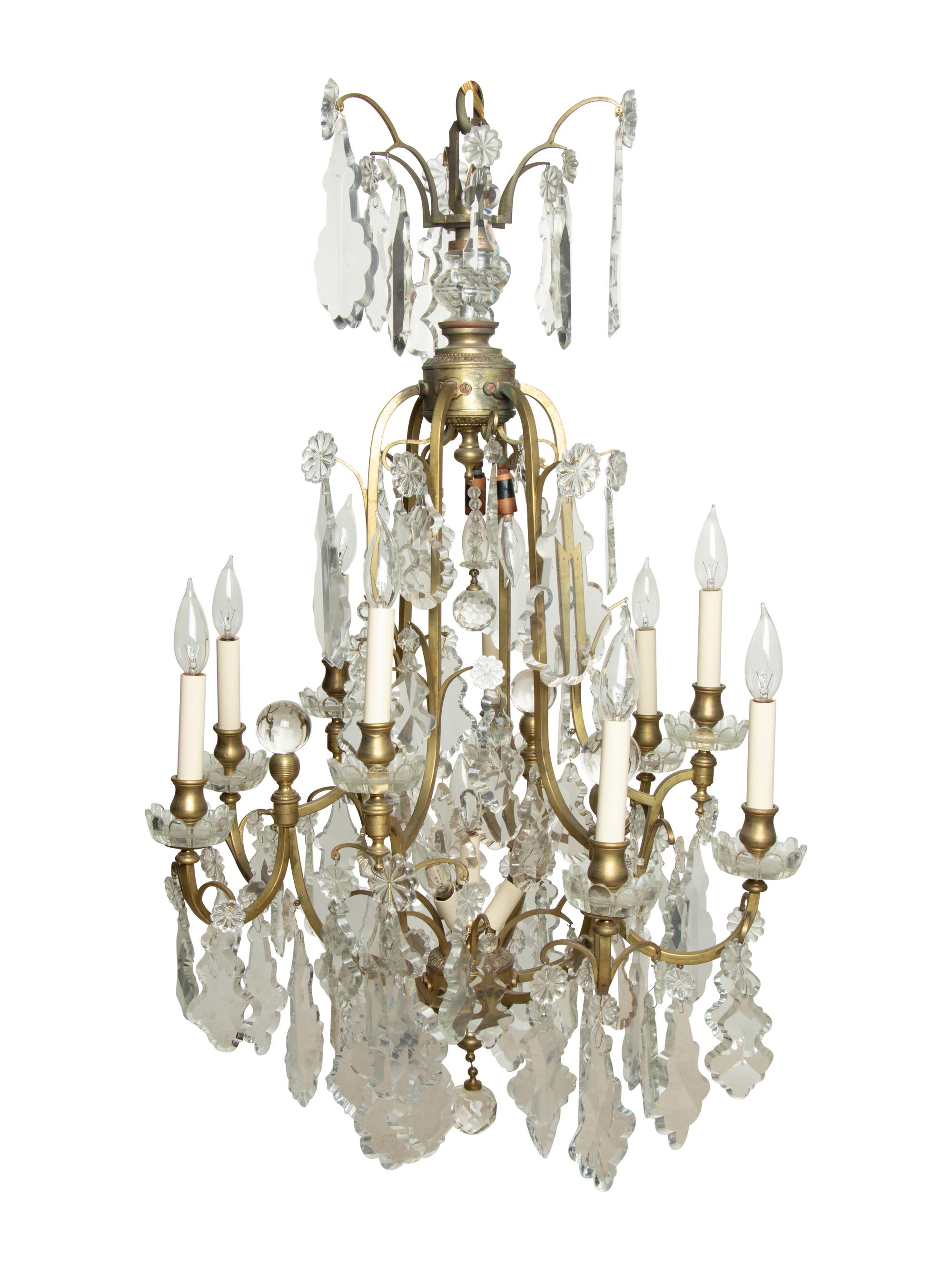 A French Gilt Bronze and Cut Glass Ten-Light Chandelier