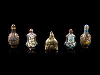 Five Chinese Metal Snuff Bottles