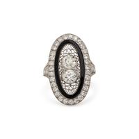 ONYX, DIAMOND, AND PLATINUM RING