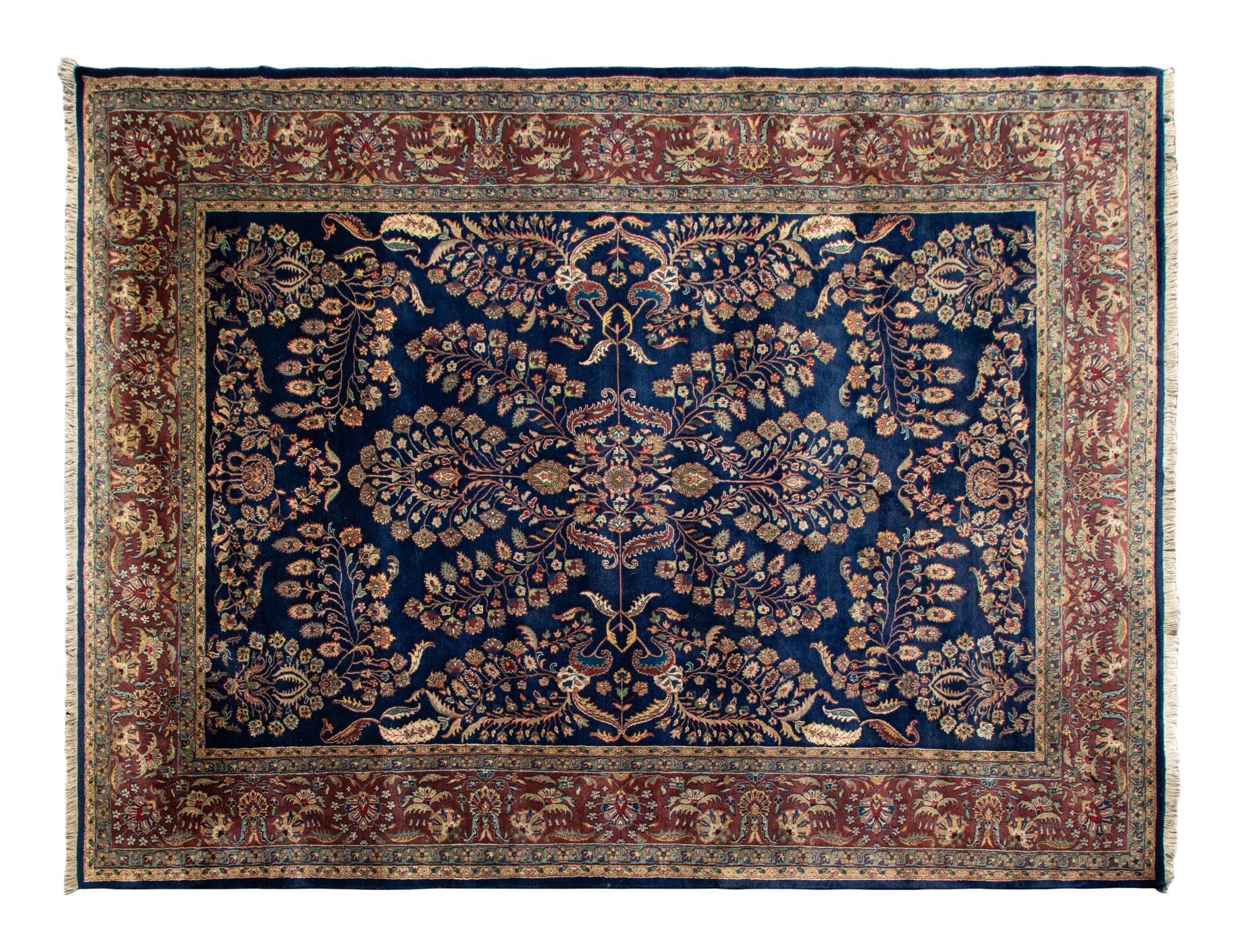 An Indian Persian Design Wool Rug — 20th Century