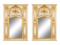 A Pair of Louis XVI Style Cream-Painted and Parcel Gilt Mirrors