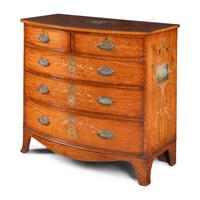 A Late George III Paint-Decorated Mahogany Bow-Front Chest of Drawers