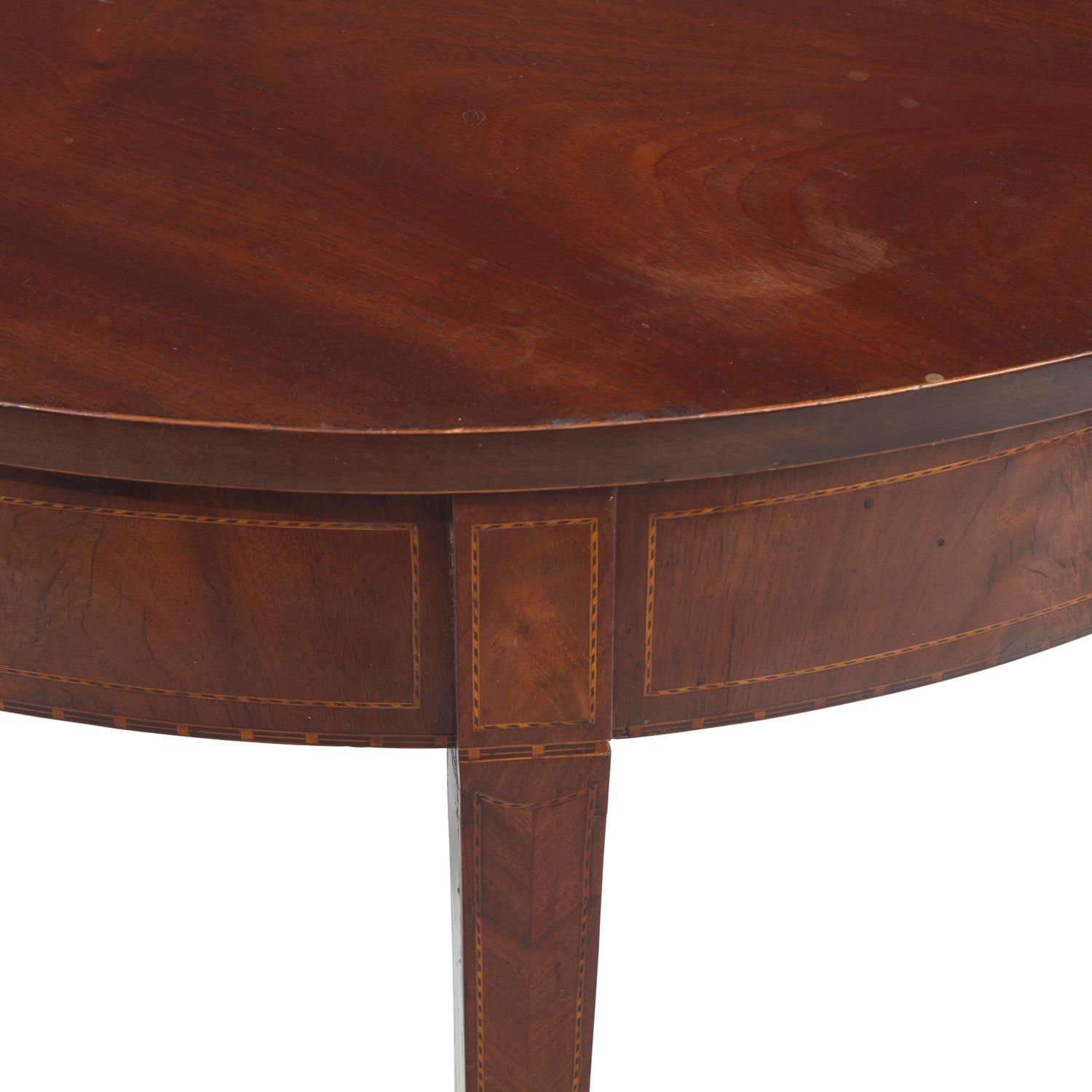 A Federal Inlaid Mahogany Demilune Card Table
