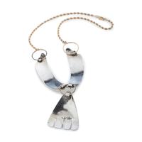 Silver Link Necklace, with Gold Overlay and Turquoise