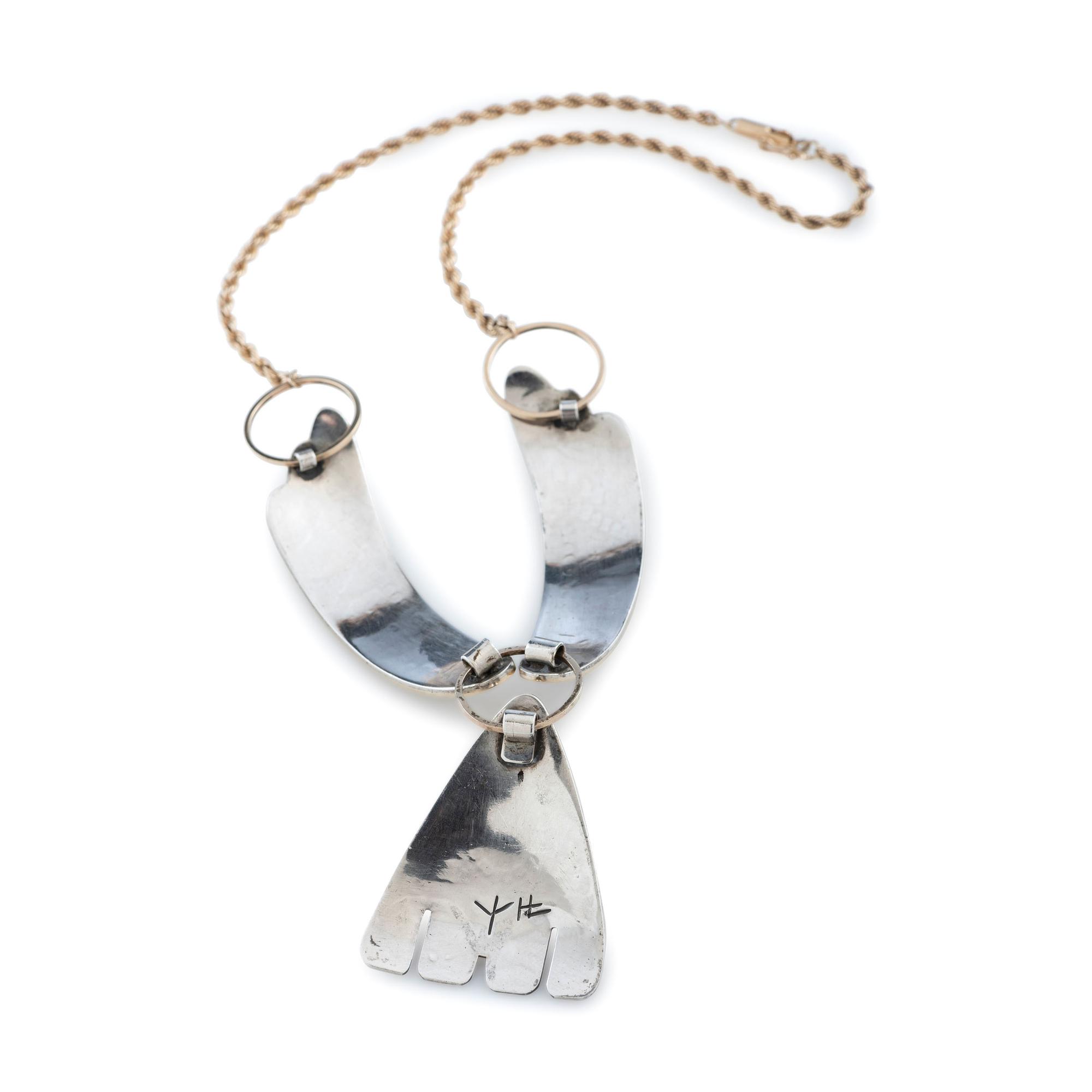 Silver Link Necklace, with Gold Overlay and Turquoise