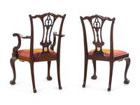 A Set of Ten George III Style Carved Mahogany Dining Chairs