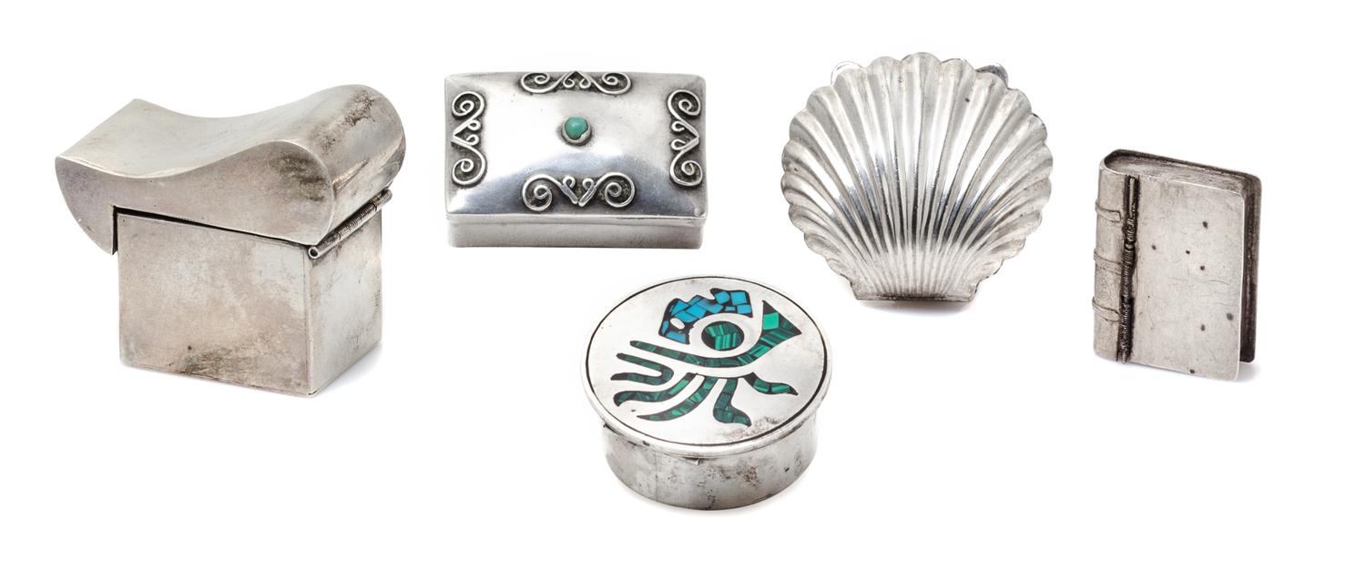 A Collection of Silver Boxes, 93.30 dwts.