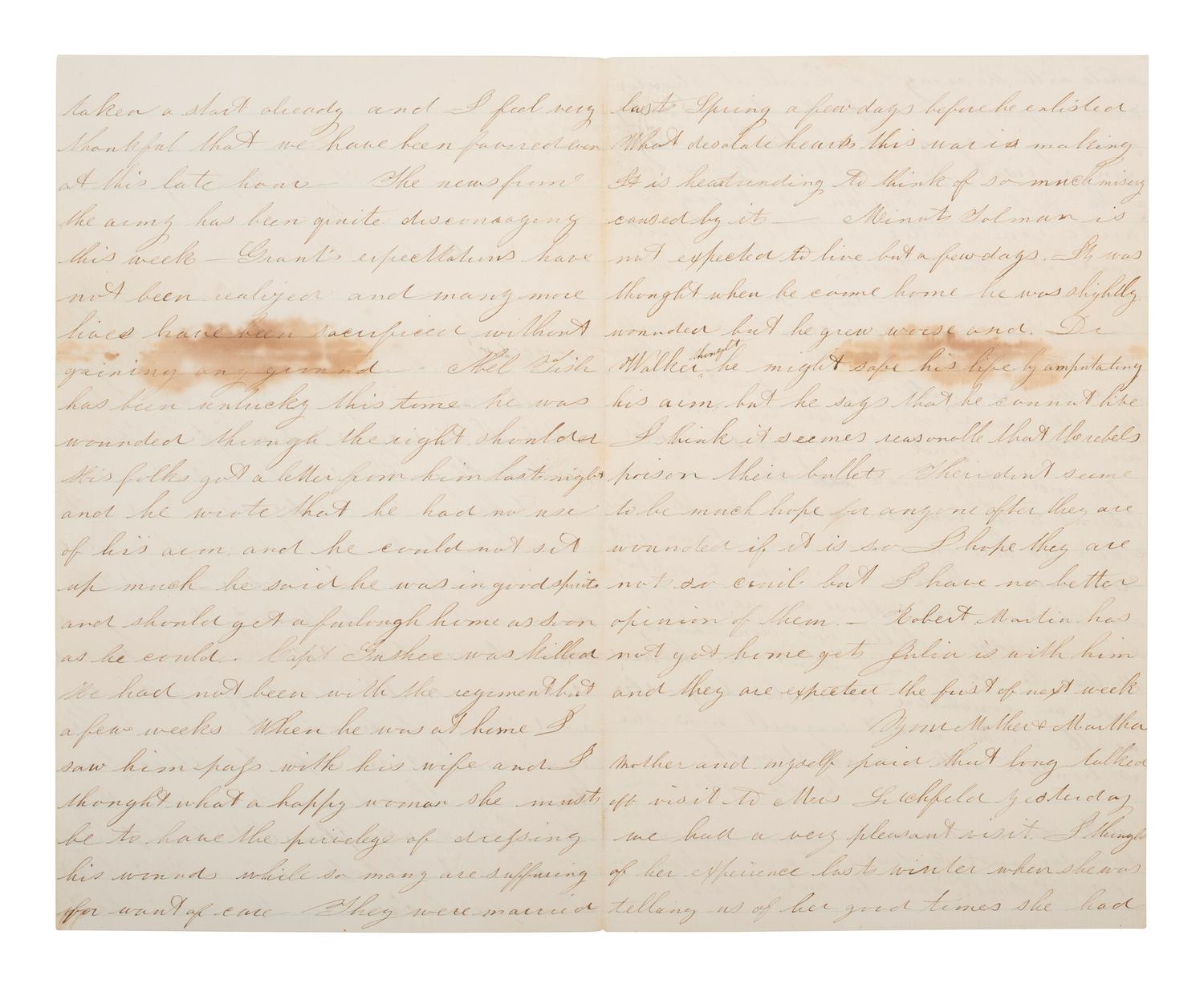 [CIVIL WAR]. Letter to Capt. Fogler of the famed 20th Maine, speculating about CSA poisoning bullets