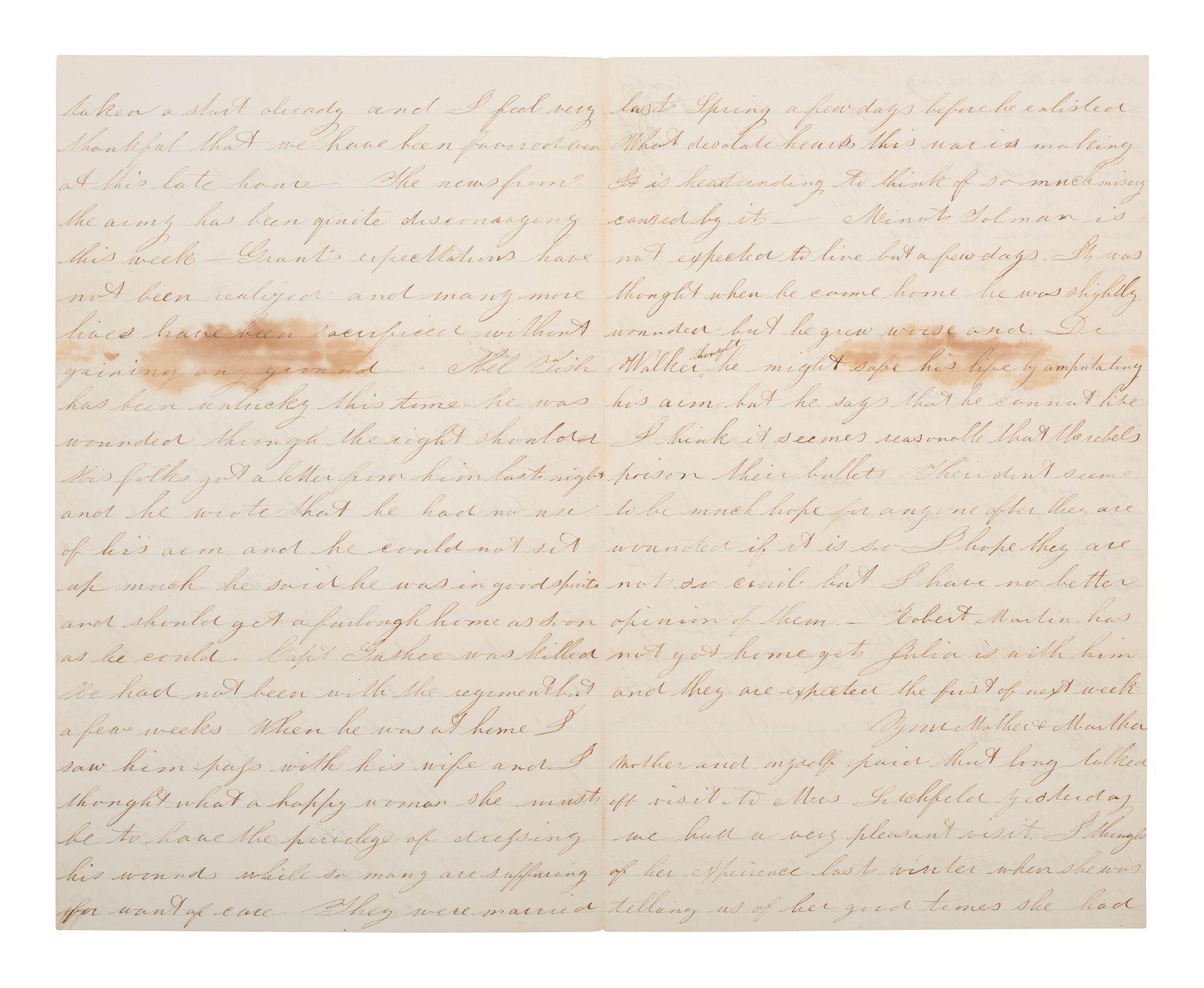 [CIVIL WAR]. Letter to Capt. Fogler of the famed 20th Maine, speculating about CSA poisoning bullets