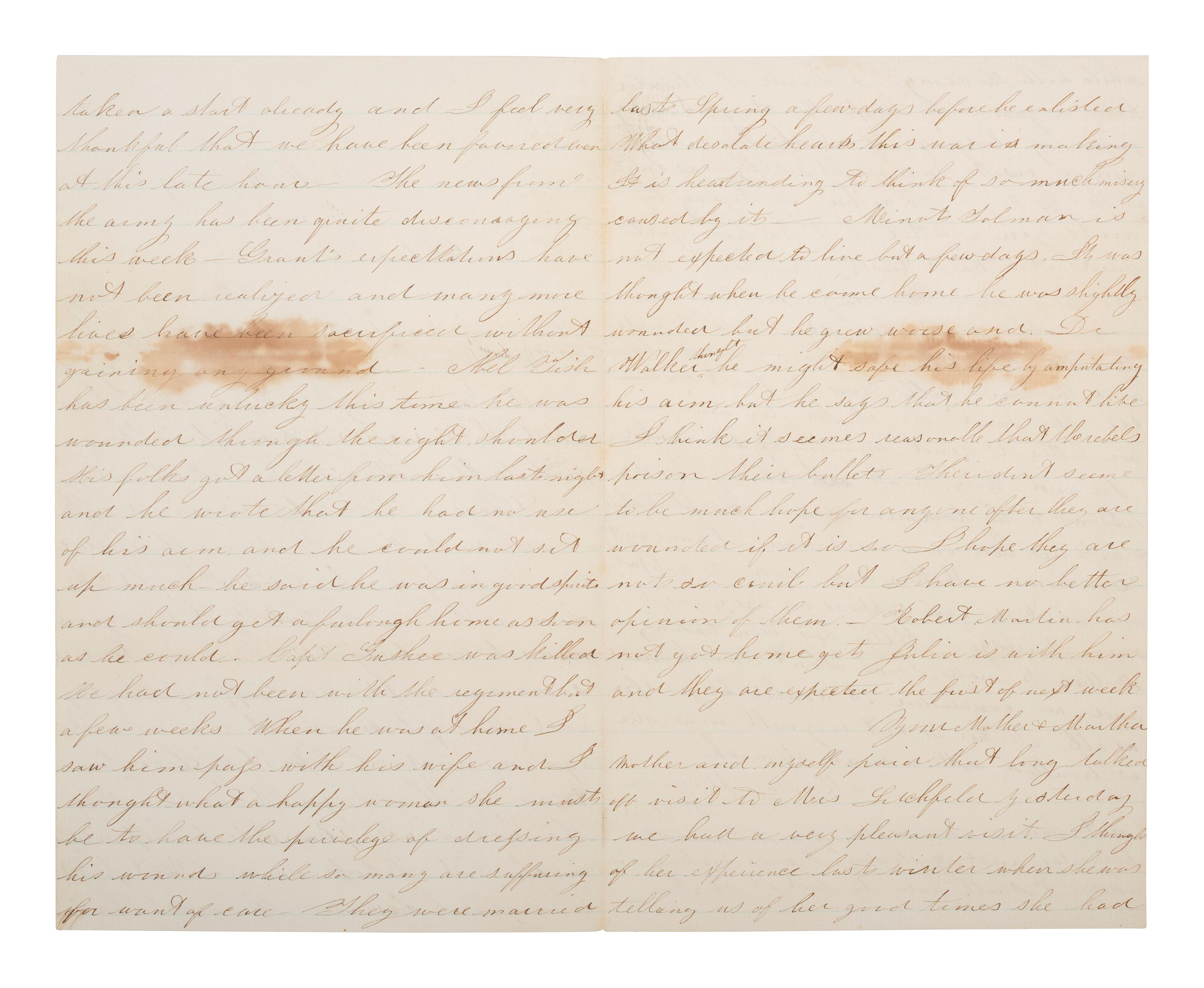 [CIVIL WAR]. Letter to Capt. Fogler of the famed 20th Maine, speculating about CSA poisoning bullets