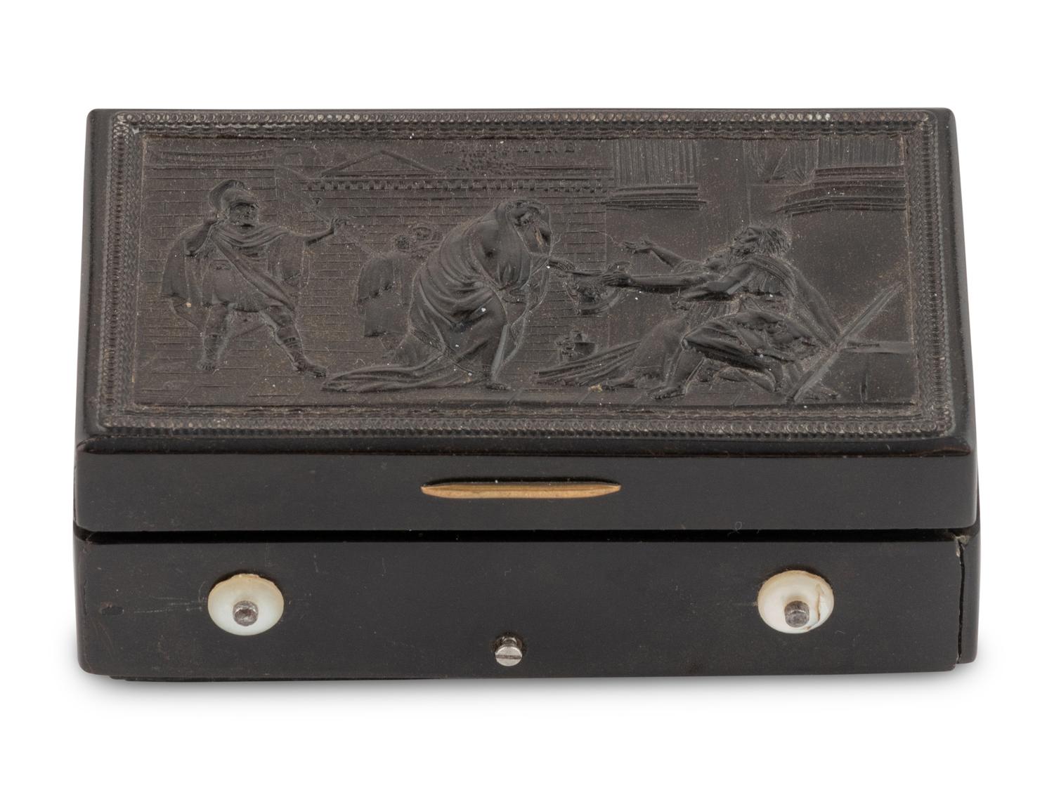 A Musical Snuff Box in a Gutta Percha Case