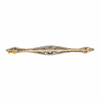 Art Deco, Diamond, Onyx, and Emerald Bar Brooch