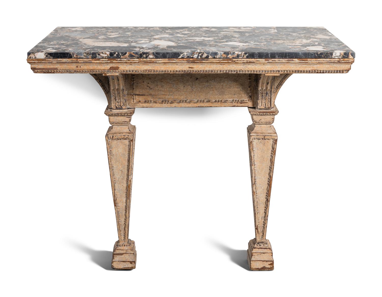 An Italian Gray-Painted Console Table