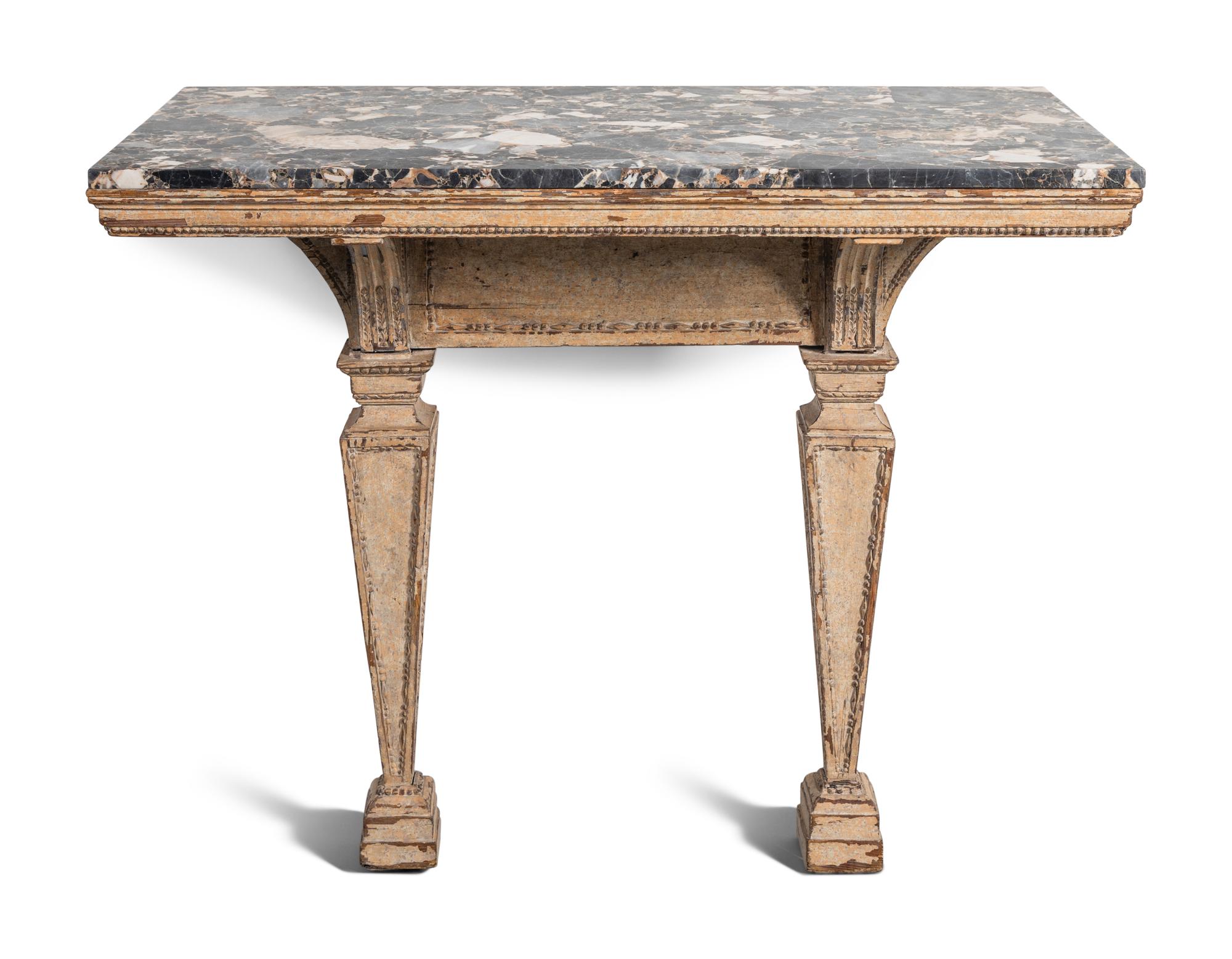 An Italian Gray-Painted Console Table