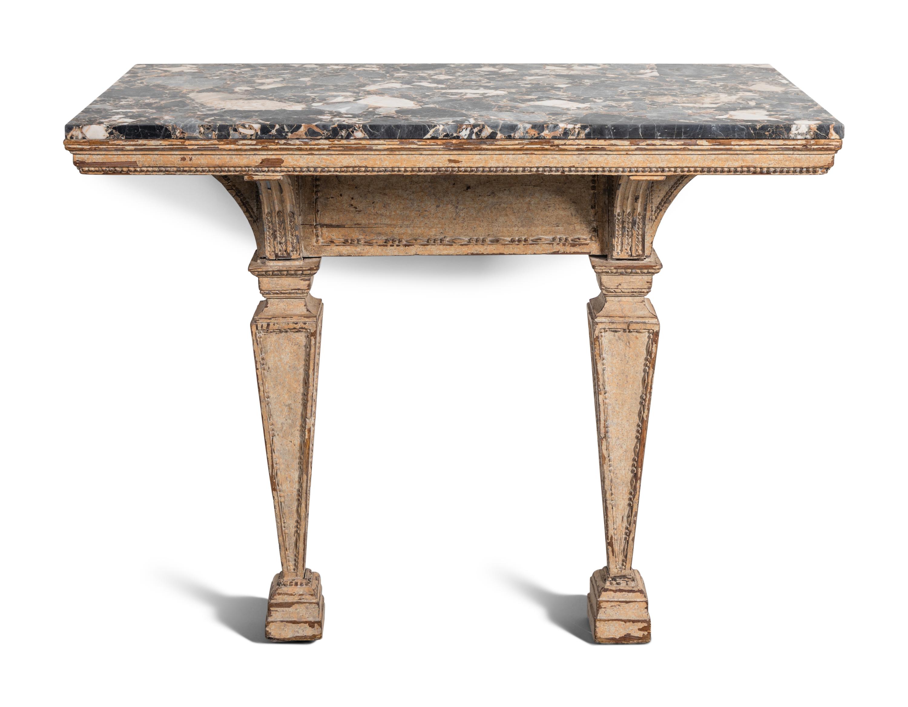 An Italian Gray-Painted Console Table