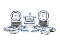 An Assembled Chinese Export Parcel-Gilt Blue and White Porcelain Dinner Service
