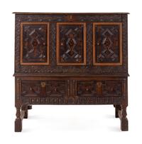 A Charles II Style Oak Cabinet on Stand