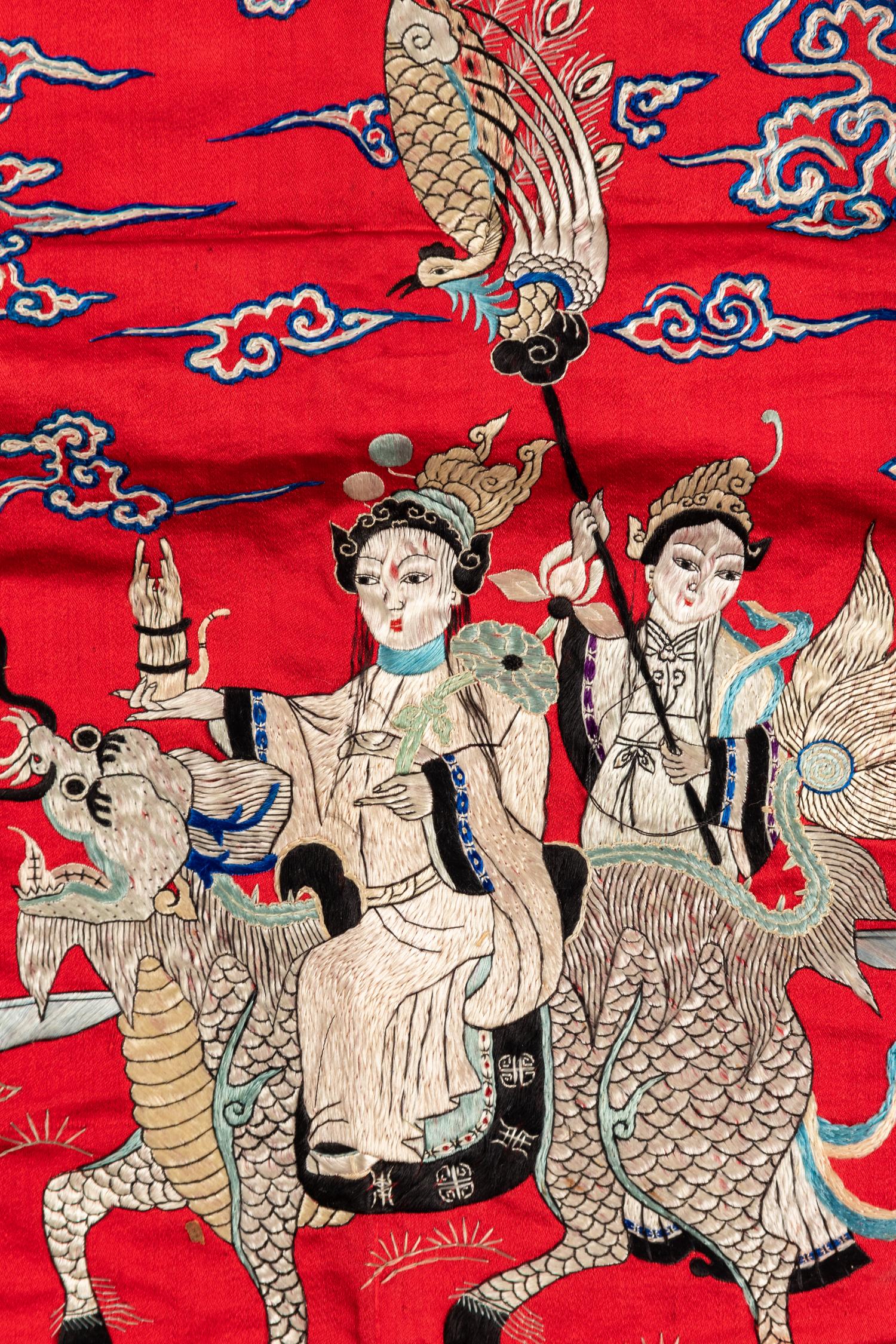 Seven Chinese Embroidered Silk Panels