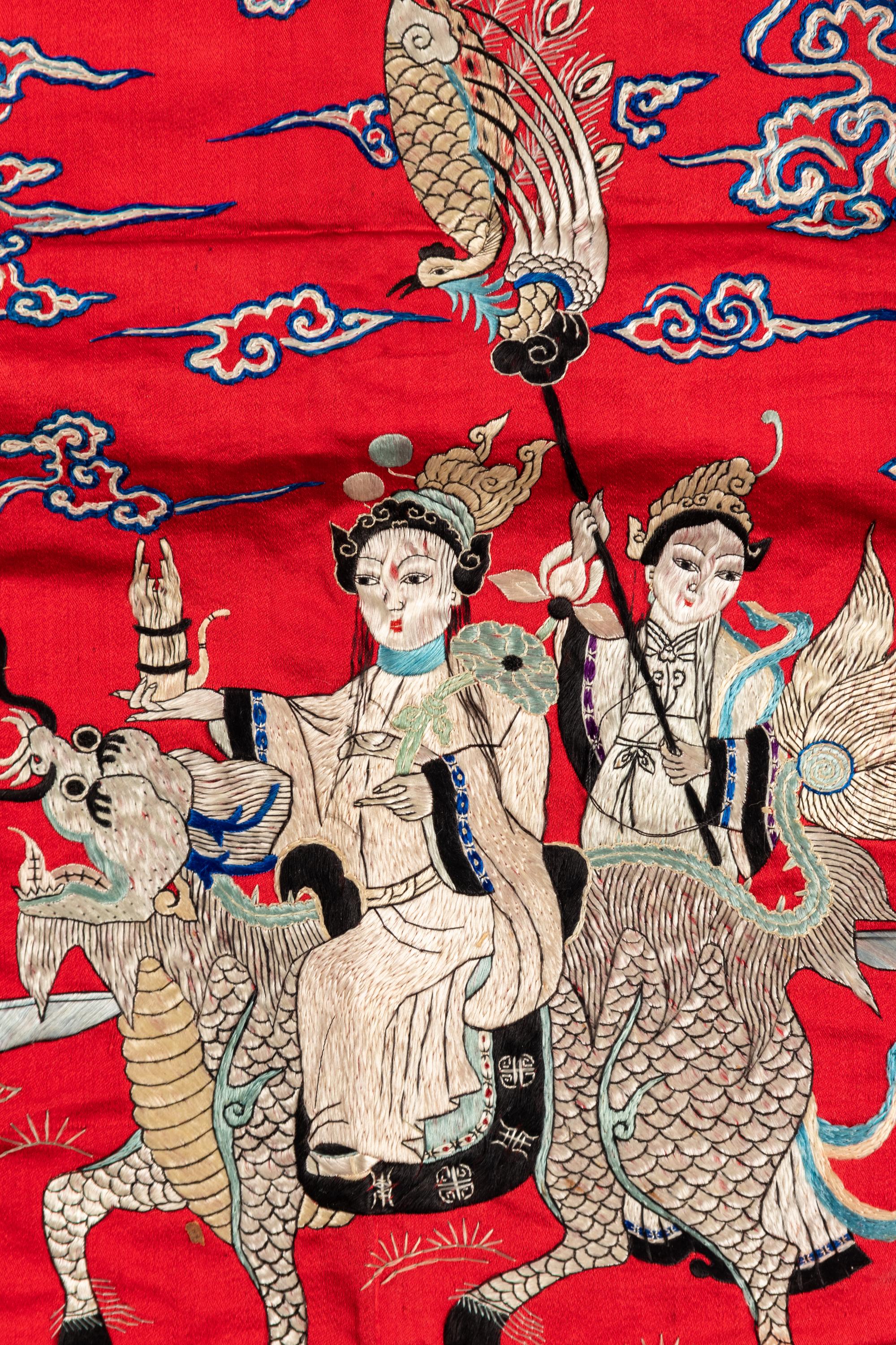 Seven Chinese Embroidered Silk Panels