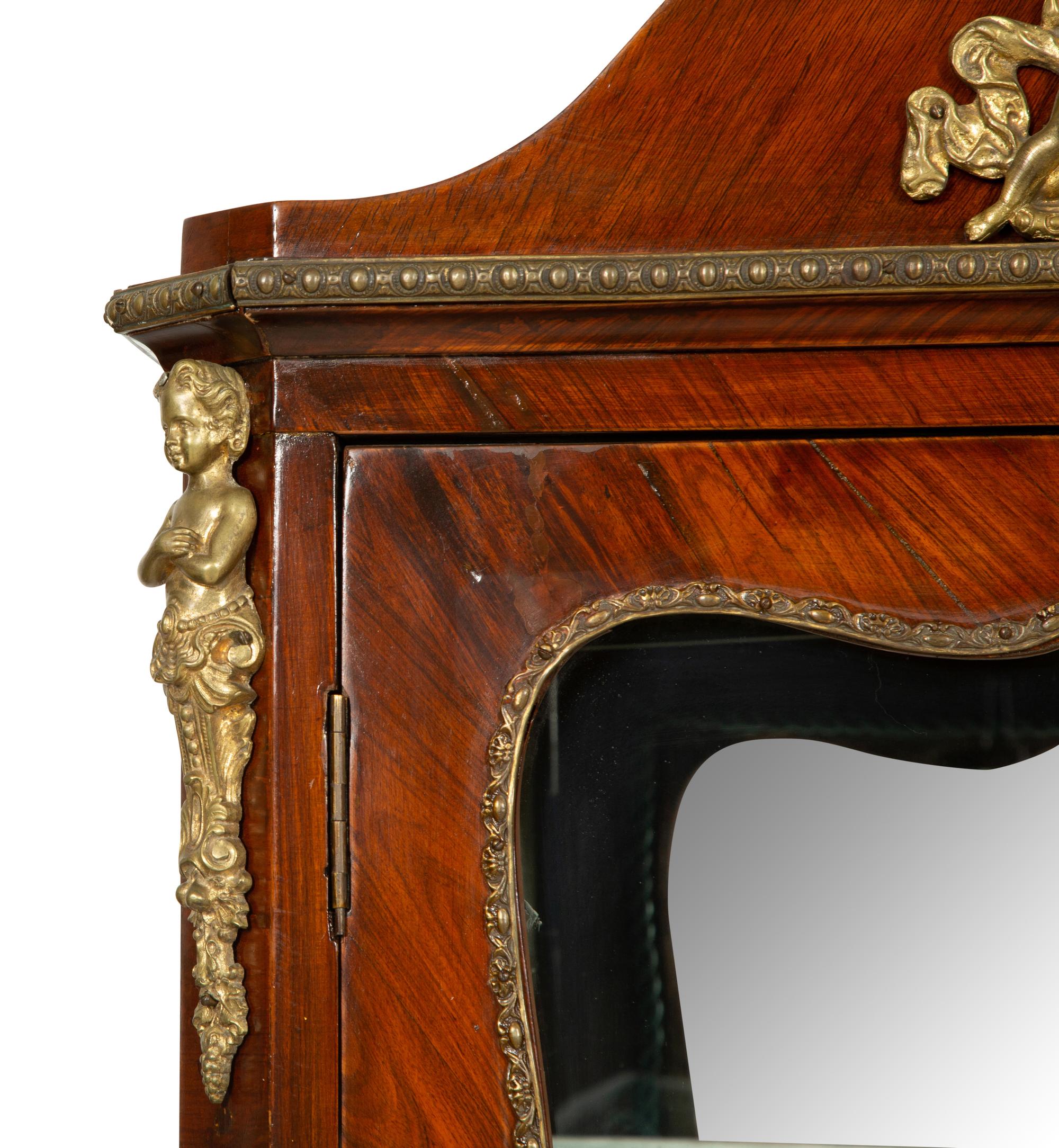 A Louis XV Style Gilt Bronze Mounted Kingwood Vitrine Cabinet