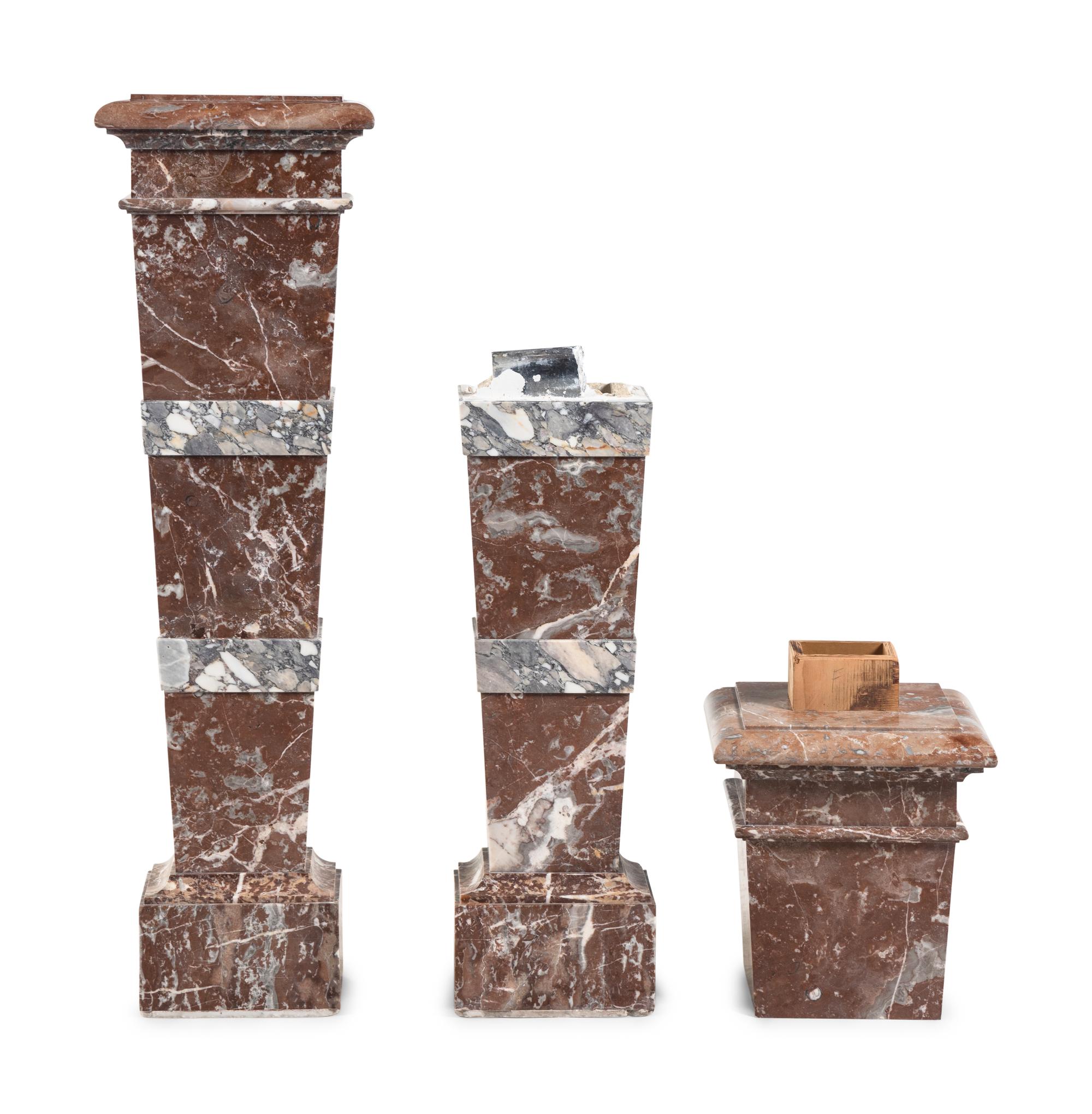 A Pair of French Bi-Color Marble Pedestals