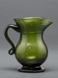 A Blown-Glass New York Pitcher in Green by Ellenville Glass Works