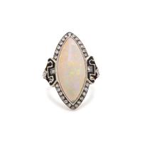 EVELYN CLOTHIER, OPAL, DIAMOND AND ENAMEL RING