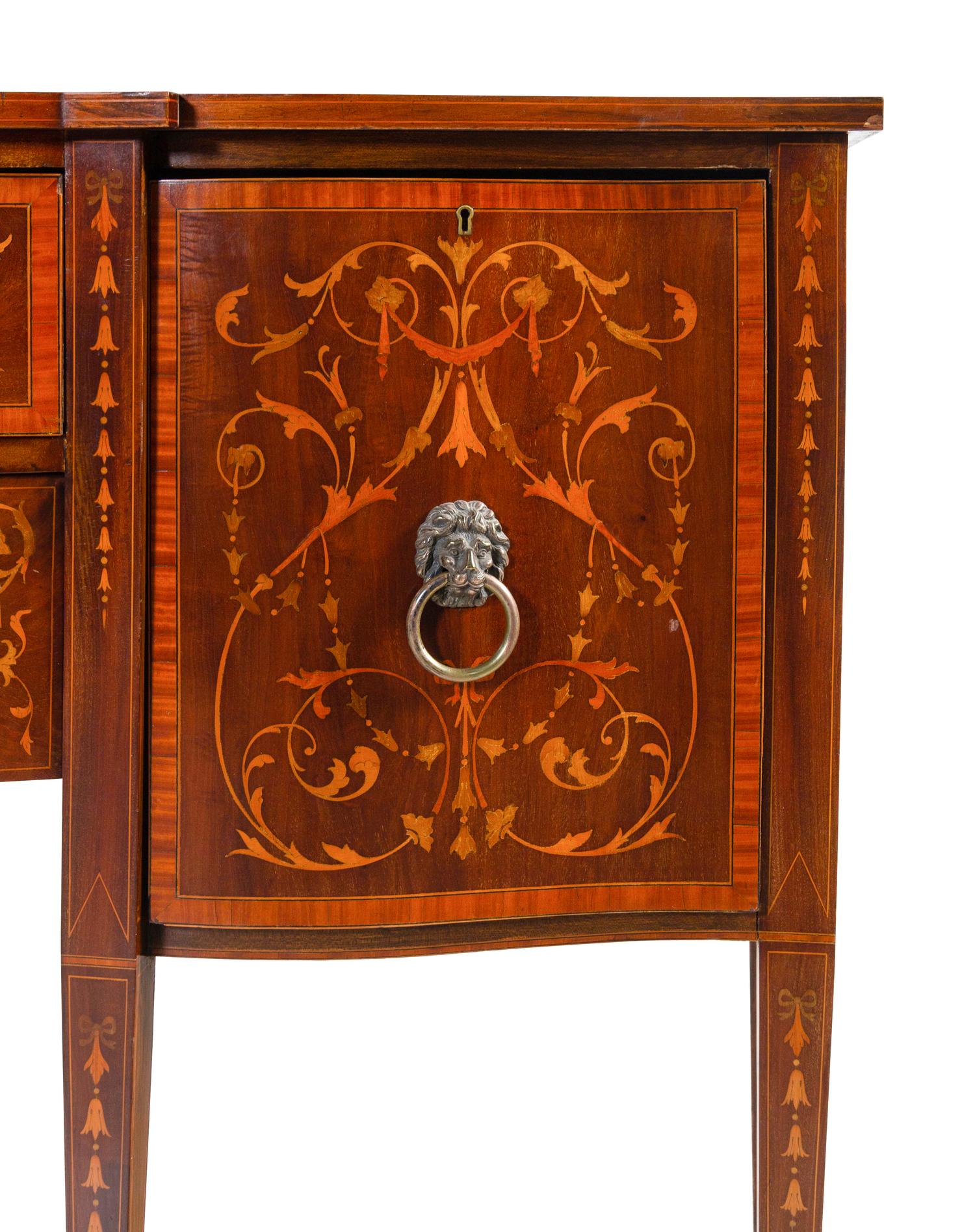 An Edwardian Mahogany, Satinwood and Marquetry Sideboard