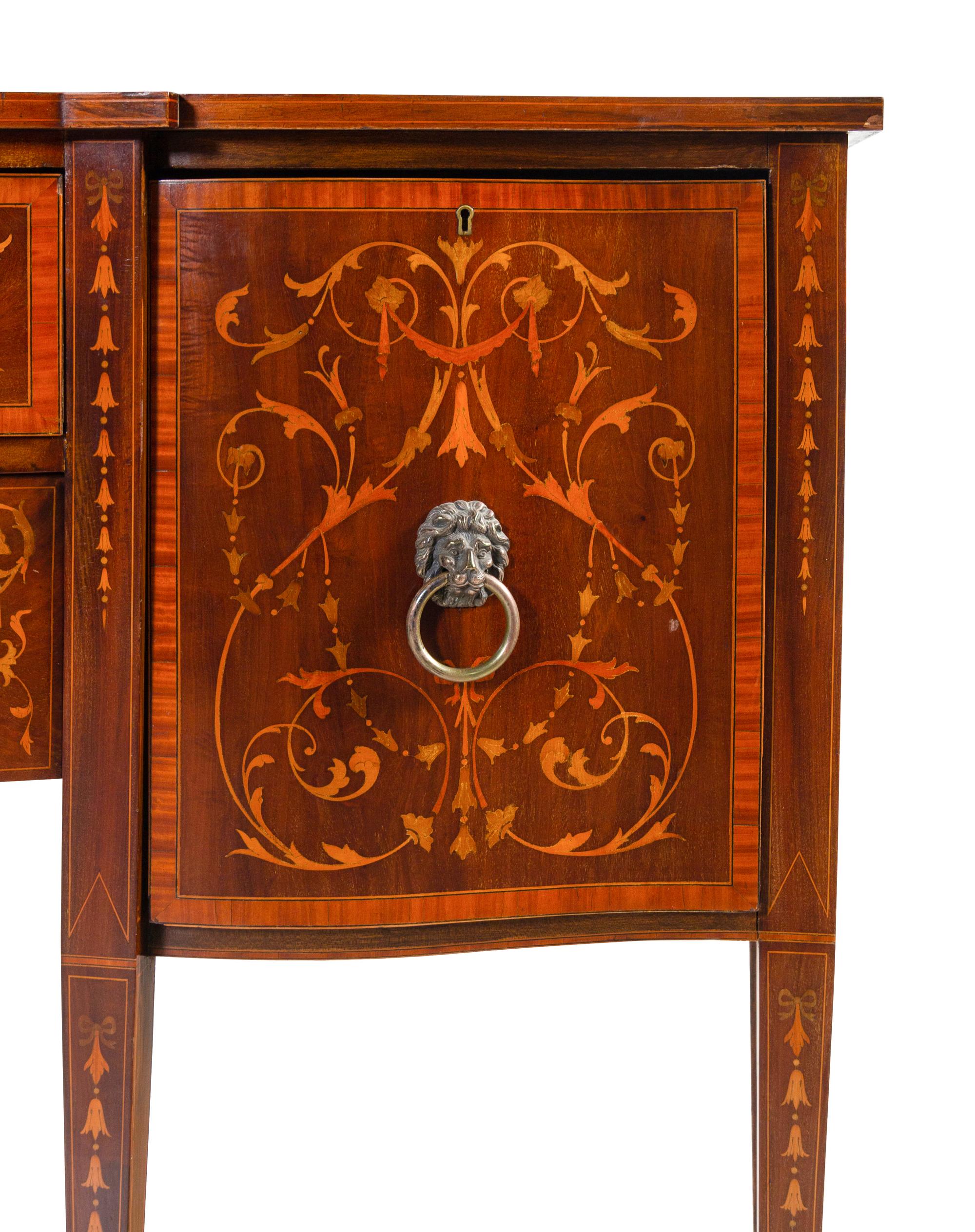 An Edwardian Mahogany, Satinwood and Marquetry Sideboard