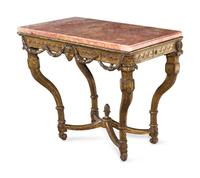An Italian Giltwood Marble-Top Center Table