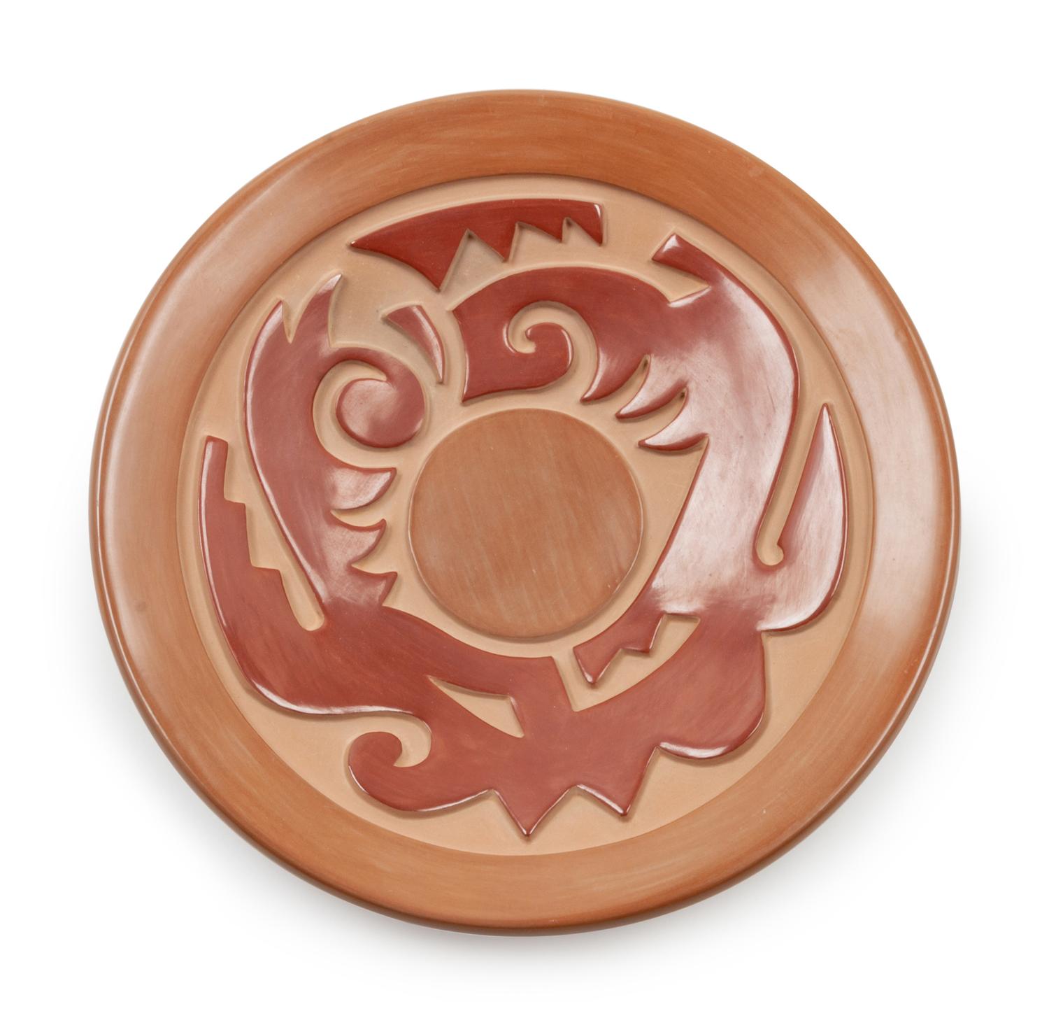 Carved Redware Plate