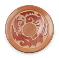 Carved Redware Plate