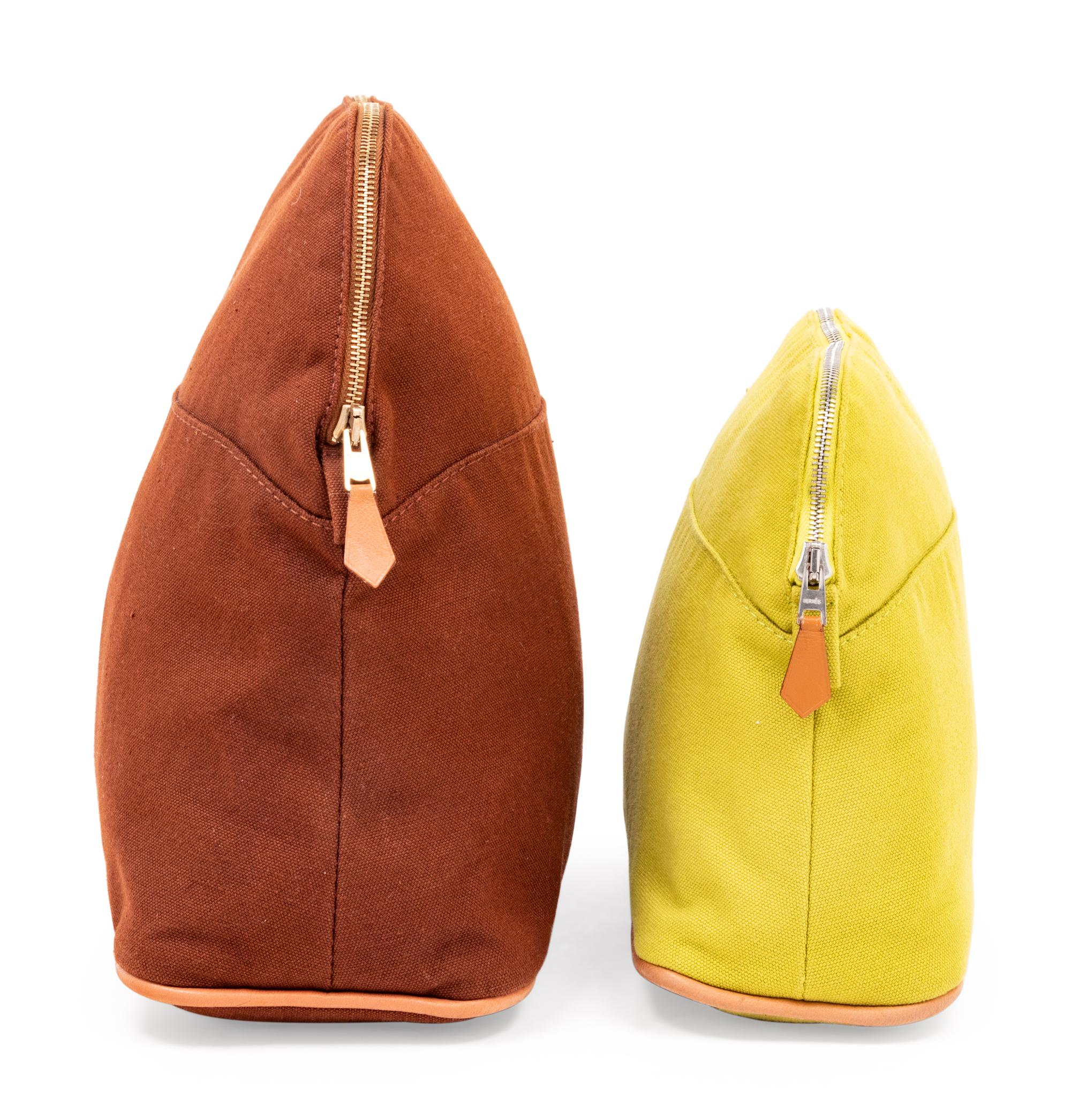 Two Hermès Canvas Bolide Trousse de Voyage Cosmetic Bags