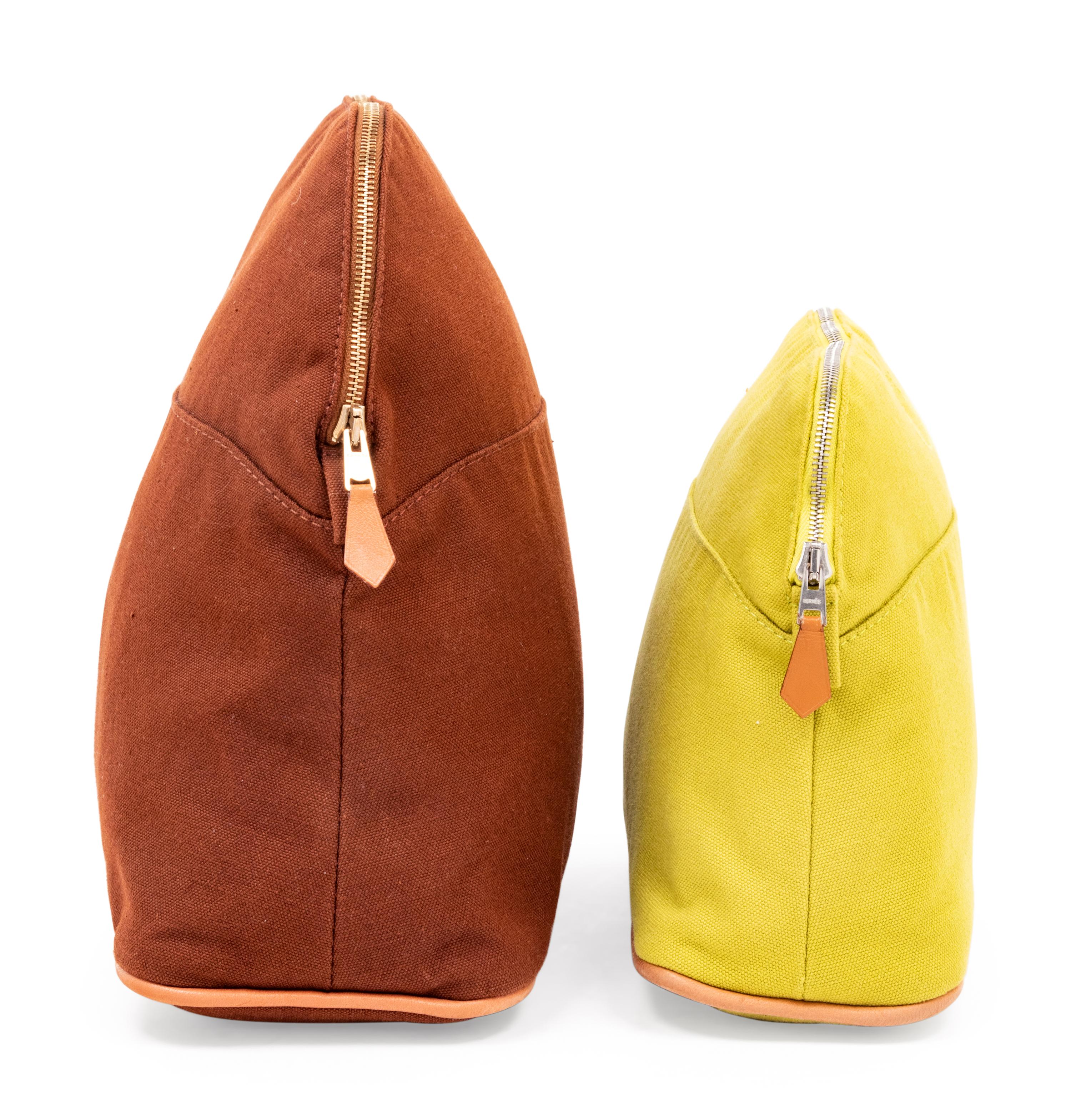 Two Hermès Canvas Bolide Trousse de Voyage Cosmetic Bags