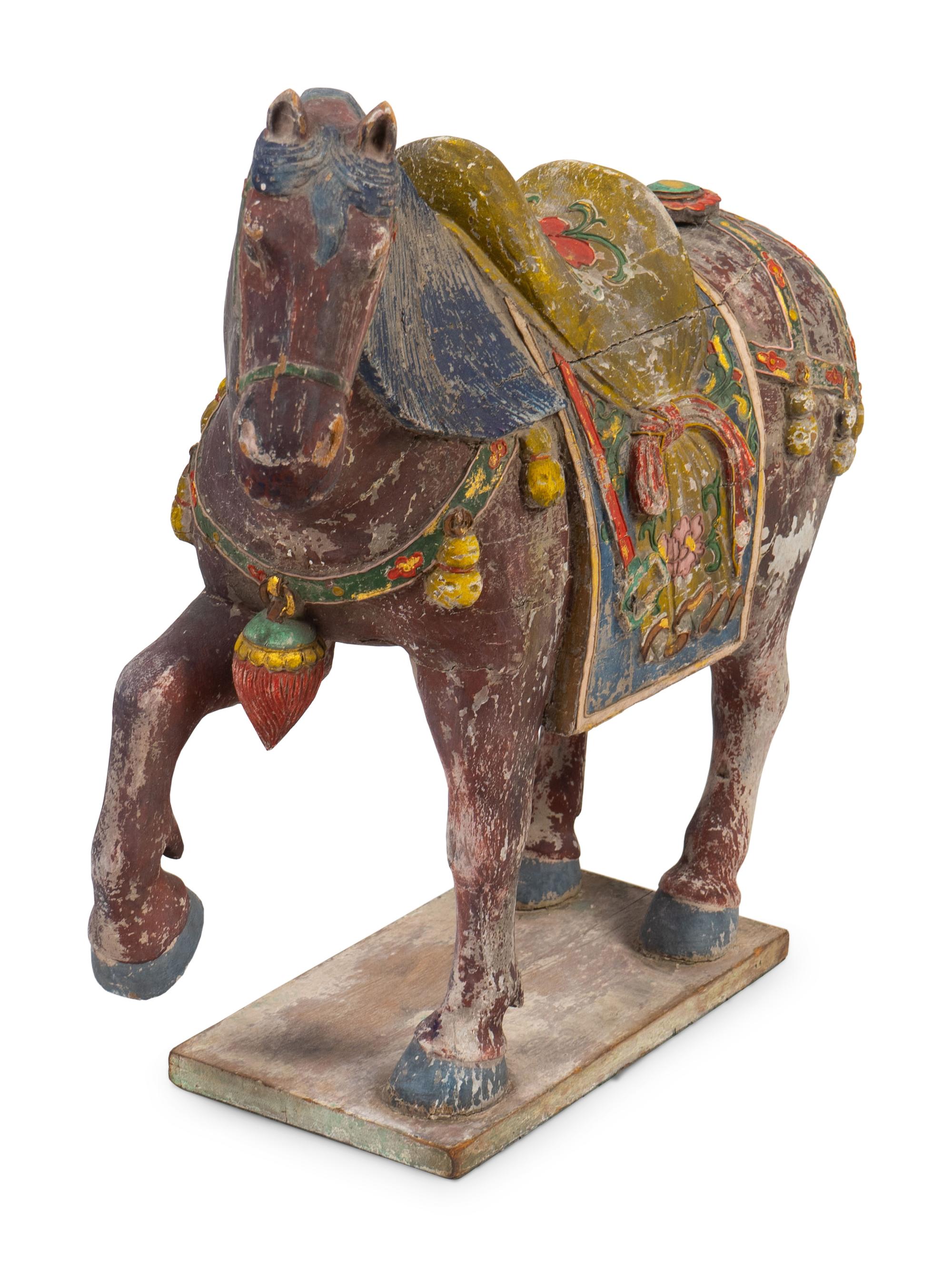 A Chinese Tang Style Polychrome Wood Horse — 20TH CENTURY