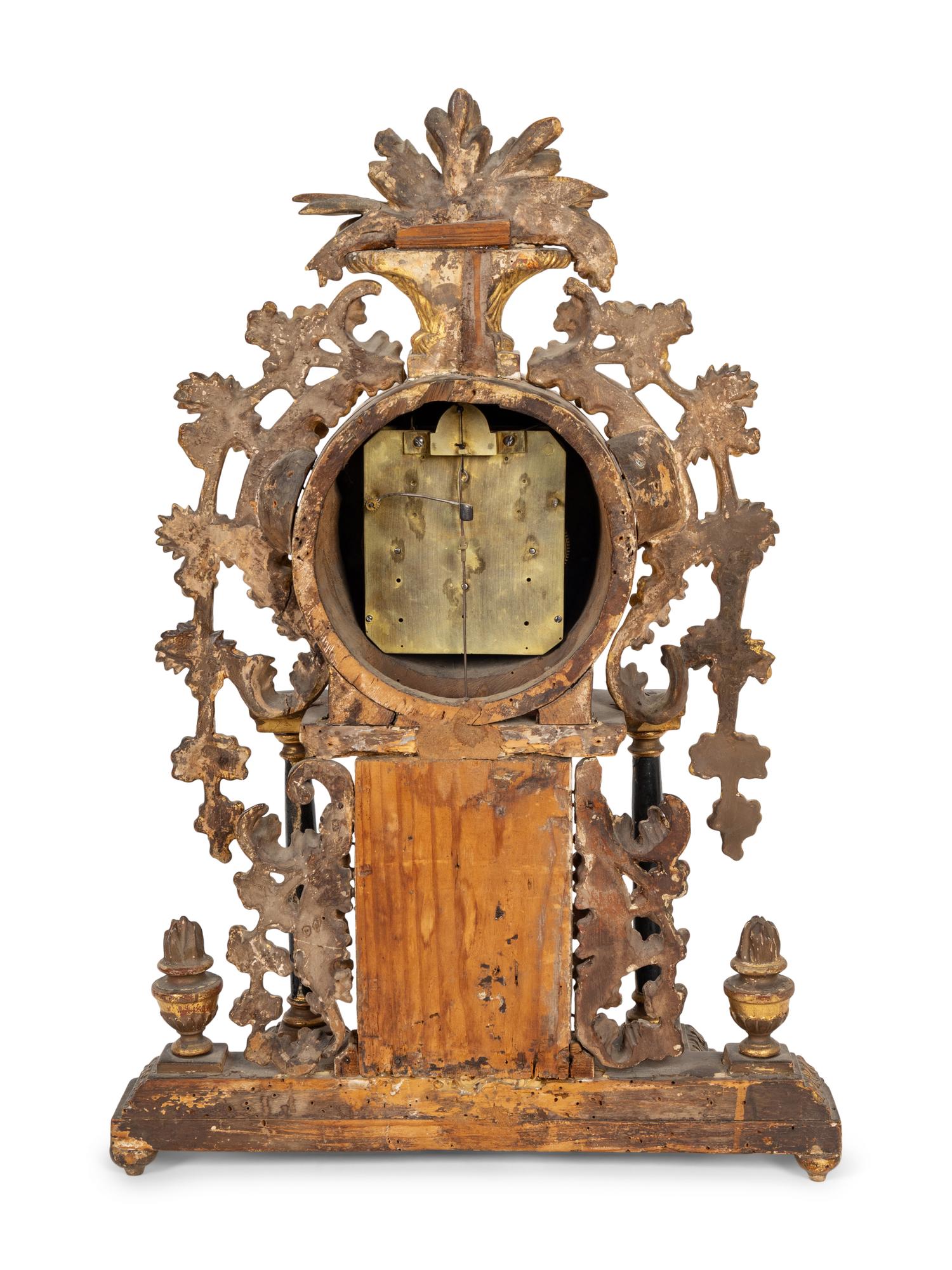 An Austrian Carved Giltwood Mantel Clock
