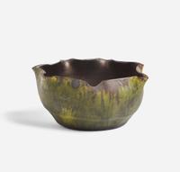 George Ohr (American, 1857-1918) Bowl and Bisque Apple, USA, circa 1895