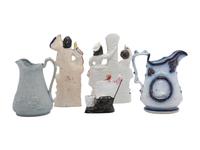 A Group of Staffordshire Figures and Pitchers