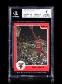 A 1986 Star Michael Jordan Set Break Basketball Card No. 4 Pro Stats BGS 7 Near Mint.