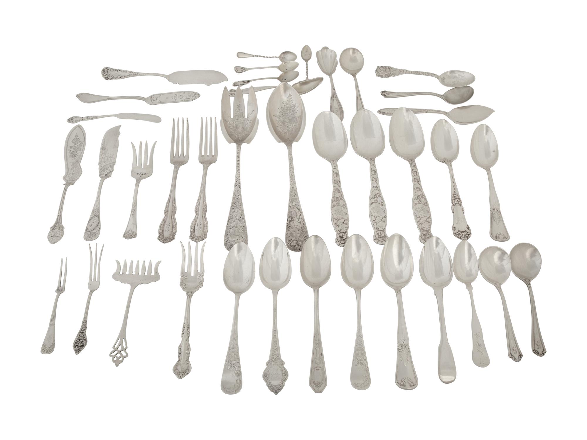 An Assorted Group of American Silver Flatware