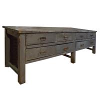 A Painted Eight Drawer Wood Console, from the Moto Guzzi Factory 122" W x 31.25" D x 35.5" H — Italy, 20th Century