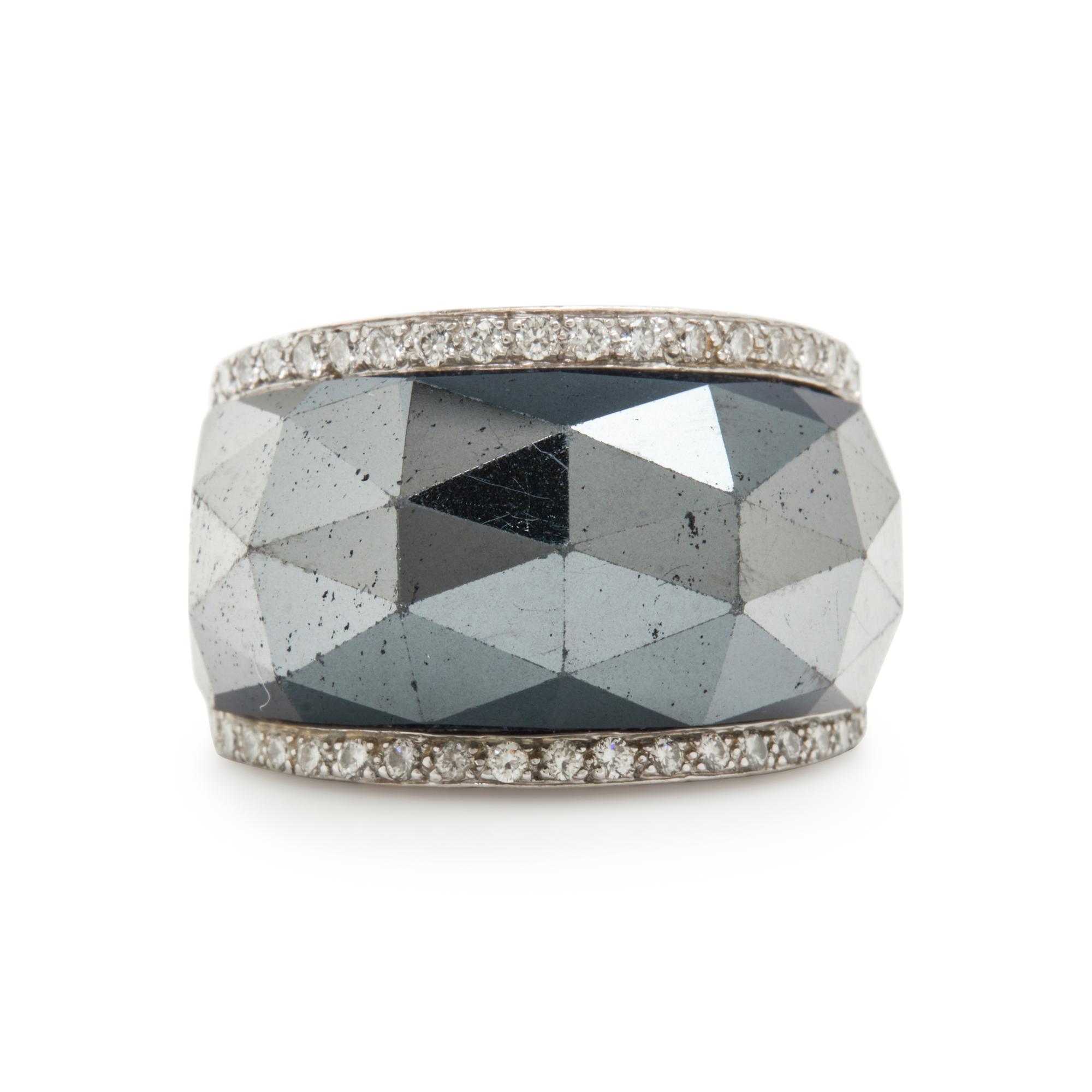 STEPHEN WEBSTER, WHITE GOLD, HEMATITE, AND DIAMOND RING