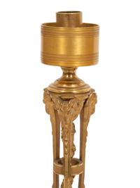 A Pair of French Gilt Bronze Tripartite Candlesticks