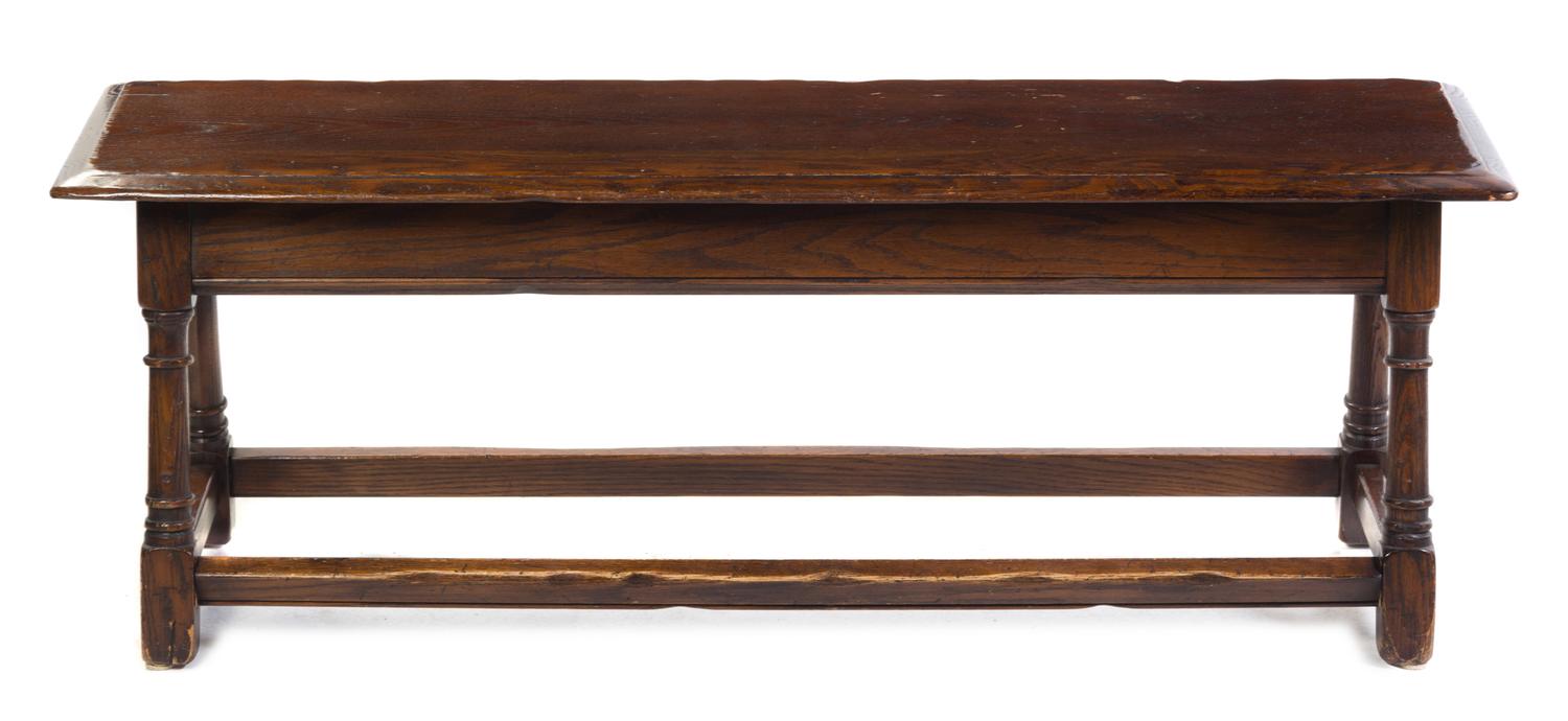 A Jacobean Style Oak Bench Height 17 x width 48 x depth 13 3/4 inches. — 20TH CENTURY