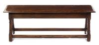 A Jacobean Style Oak Bench Height 17 x width 48 x depth 13 3/4 inches. — 20TH CENTURY