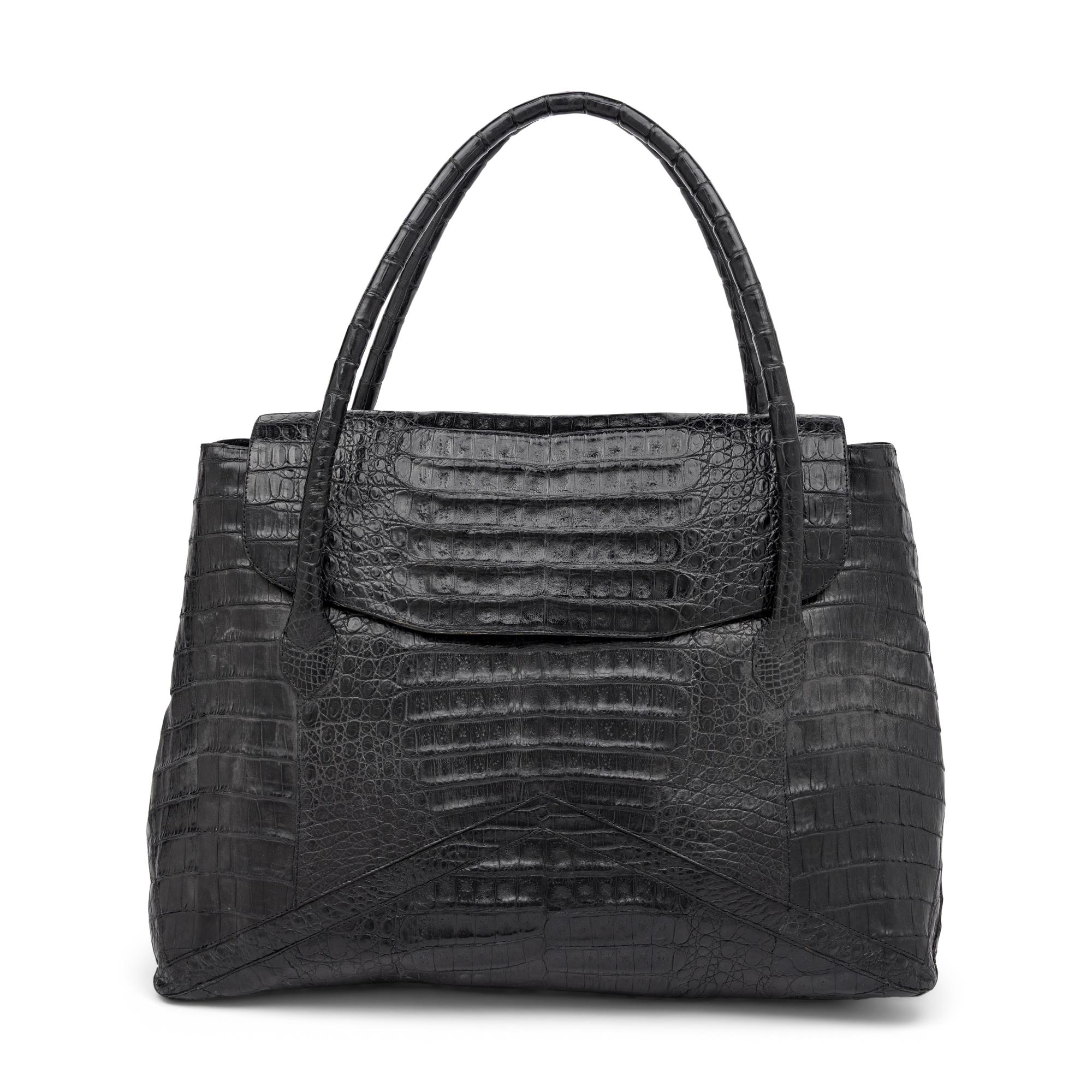 Nancy Gonzales, Large Black Crocodile Tote