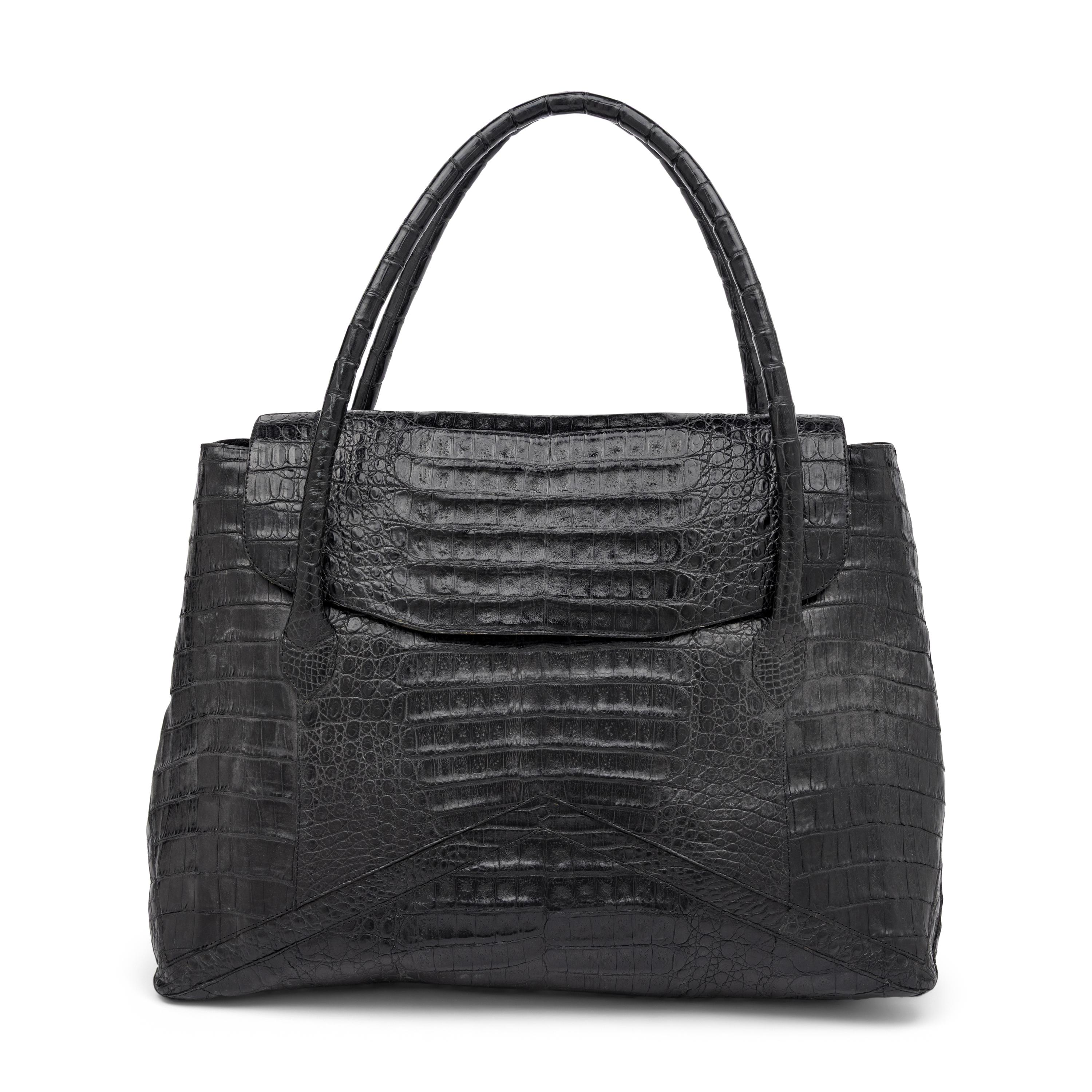 Nancy Gonzales, Large Black Crocodile Tote