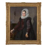 Circle of Frans Hals (Dutch, 1582-1666) — Portrait of a Lady, Three Quarter Length with a Hood and Ruff
