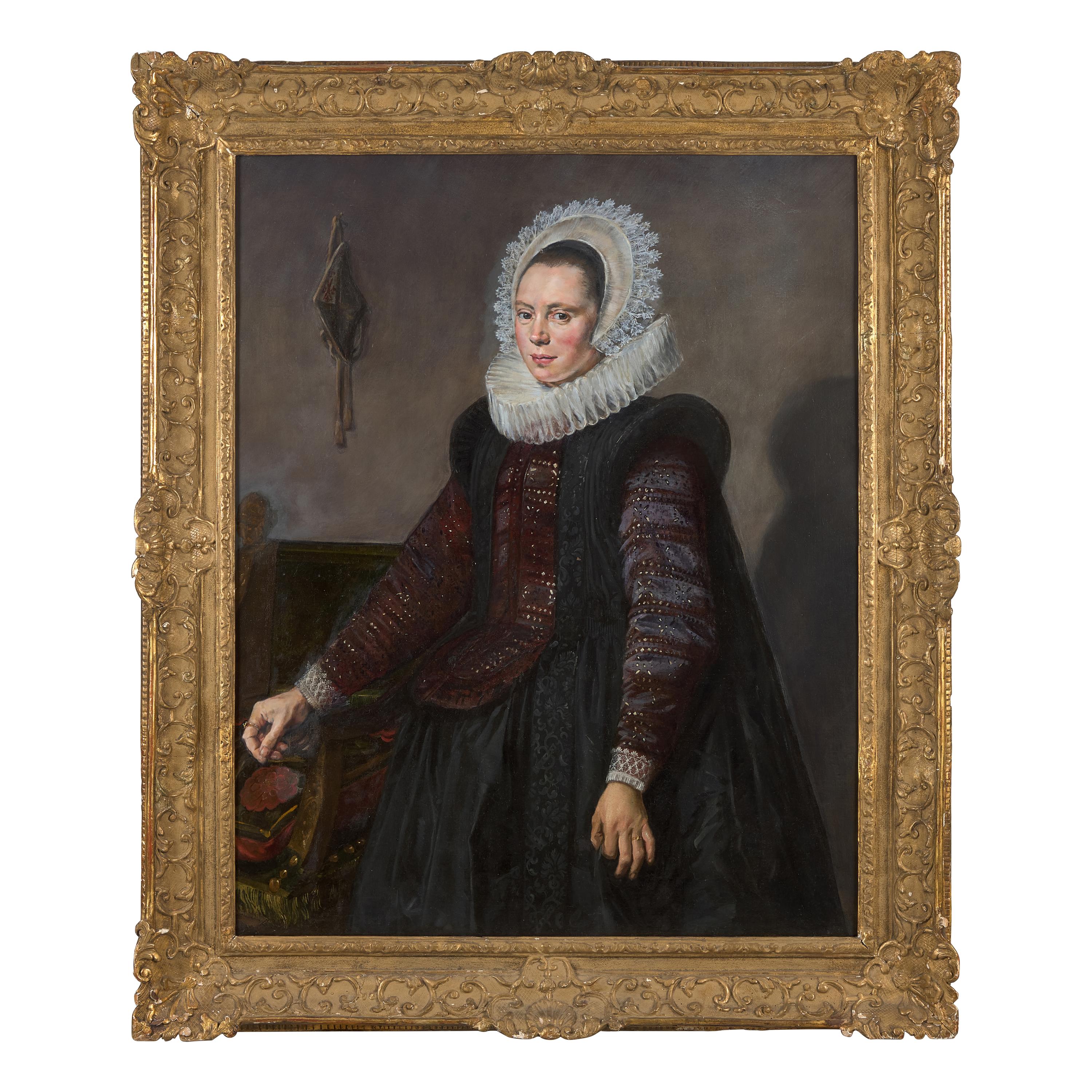 Circle of Frans Hals (Dutch, 1582-1666) — Portrait of a Lady, Three Quarter Length with a Hood and Ruff